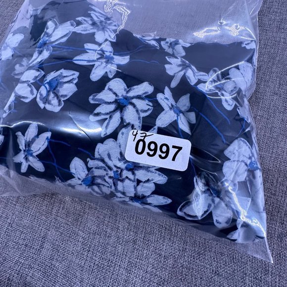 Allegra K Sundress Floral‎ Navy Blue White Dress Medium Rayon Button Down - Picture 11 of 11